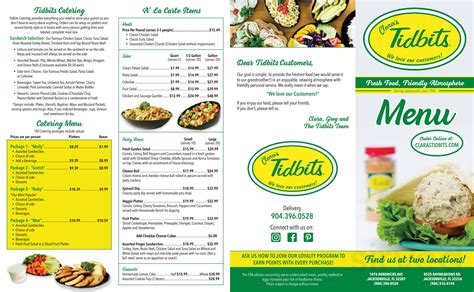 Claras Tidbits Restaurant Delivery Menu 